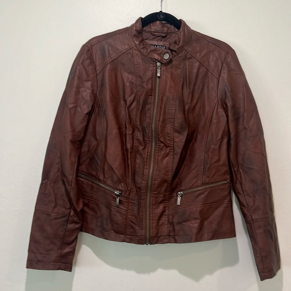 Bernardo Women's Brown Cafe Racer Motorcycle Jacket Size Large